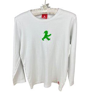Ampelmann Traffic Walking Man Organic Cotton T-Shirt Women's Size Medium Flaws